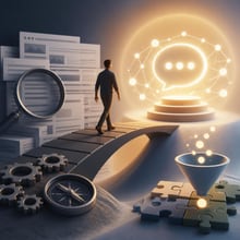 איור של שורת חיפוש עם האותיות AEO והכיתוב Answer Engine Optimization.